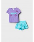 Комплект трикотажный для девочек: фуфайка (футболка), шорты lilac, turquoise
