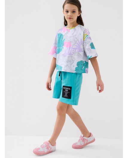 Фуфайка трикотажная для девочек (футболка) multicolor