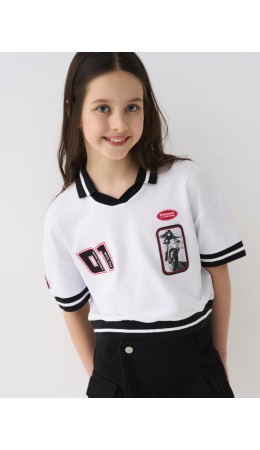 Джемпер трикотажный для девочек (футболка) white, black