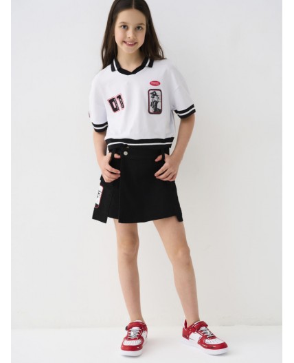 Джемпер трикотажный для девочек (футболка) white, black