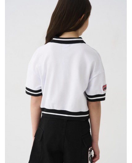 Джемпер трикотажный для девочек (футболка) white, black