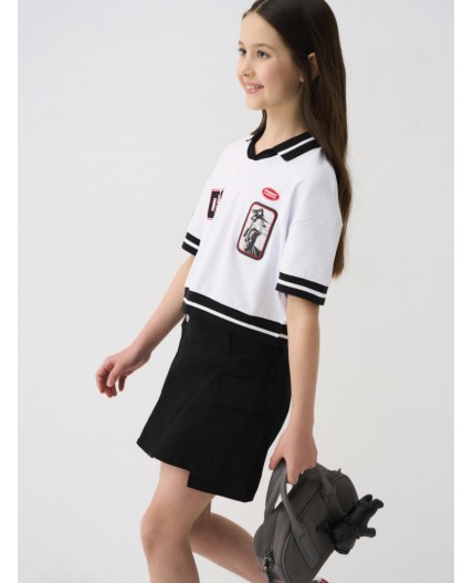 Джемпер трикотажный для девочек (футболка) white, black