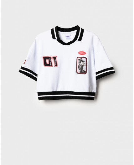 Джемпер трикотажный для девочек (футболка) white, black