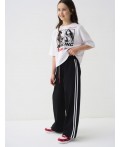Комплект трикотажный для девочек: фуфайка (футболка), брюки white, black