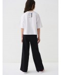 Комплект трикотажный для девочек: фуфайка (футболка), брюки white, black