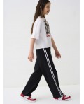 Комплект трикотажный для девочек: фуфайка (футболка), брюки white, black
