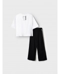 Комплект трикотажный для девочек: фуфайка (футболка), брюки white, black