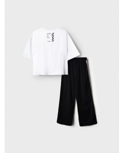 Комплект трикотажный для девочек: фуфайка (футболка), брюки white, black
