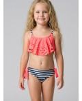 Купальный костюм трикотажный для девочек pink, dark grеy, white