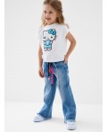 Брюки текстильные джинсовые для девочек синий