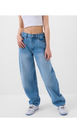 Брюки текстильные джинсовые для девочек blue