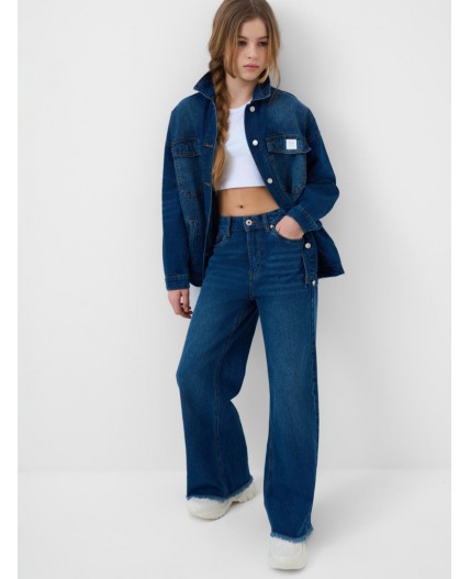 Куртка текстильная джинсовая для девочек blue