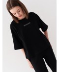 Комплект трикотажный для девочек: фуфайка (футболка), брюки black