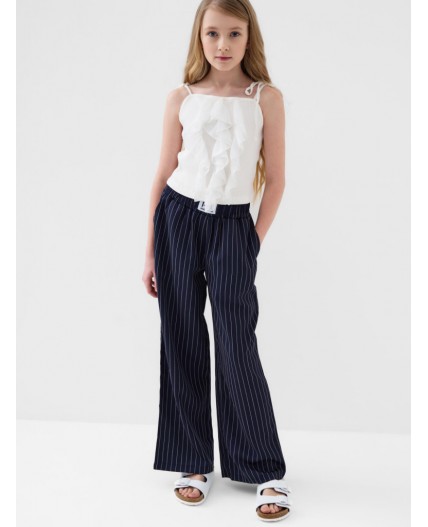 Брюки текстильные для девочек white, dark grеy
