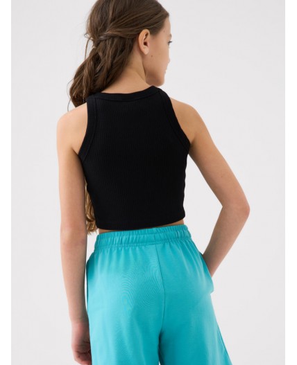 Топ трикотажный для девочек, 2 шт в комплекте black, light blue