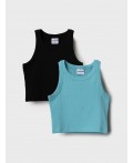 Топ трикотажный для девочек, 2 шт в комплекте black, light blue