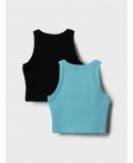 Топ трикотажный для девочек, 2 шт в комплекте black, light blue