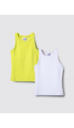 Майка трикотажная для девочек, 2 шт в комплекте yellow, white