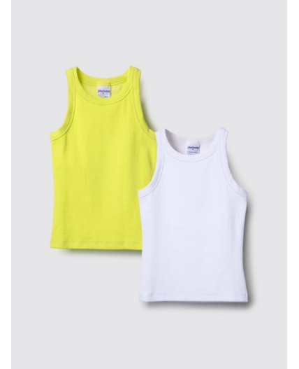 Майка трикотажная для девочек, 2 шт в комплекте yellow, white