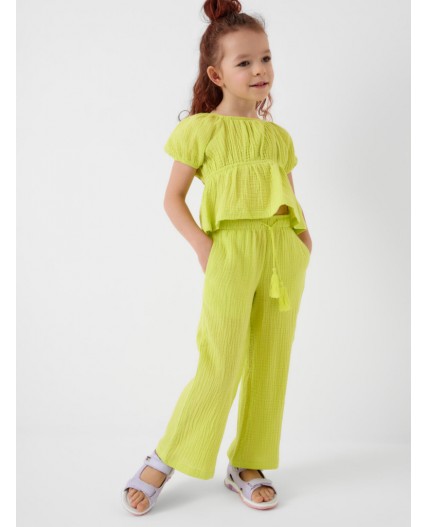 Комплект текстильный для девочек: блузка, брюки light green
