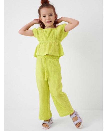 Комплект текстильный для девочек: блузка, брюки light green