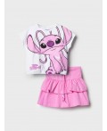 Комплект трикотажный для девочек: джемпер (футболка), юбка-шорты white, pink