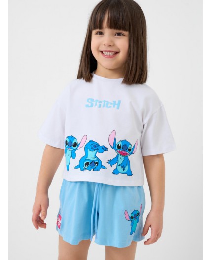 Комплект трикотажный для девочек: фуфайка (футболка), шорты white, light blue