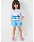 Комплект трикотажный для девочек: фуфайка (футболка), шорты white, light blue