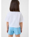 Комплект трикотажный для девочек: фуфайка (футболка), шорты white, light blue