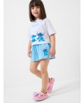 Комплект трикотажный для девочек: фуфайка (футболка), шорты white, light blue