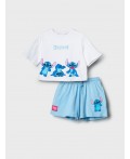Комплект трикотажный для девочек: фуфайка (футболка), шорты white, light blue