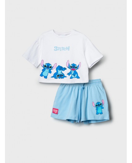 Комплект трикотажный для девочек: фуфайка (футболка), шорты white, light blue