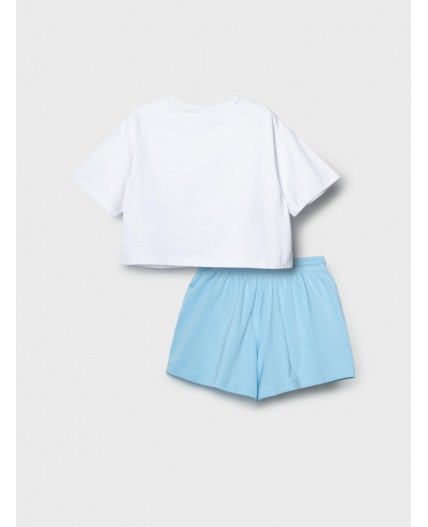 Комплект трикотажный для девочек: фуфайка (футболка), шорты white, light blue