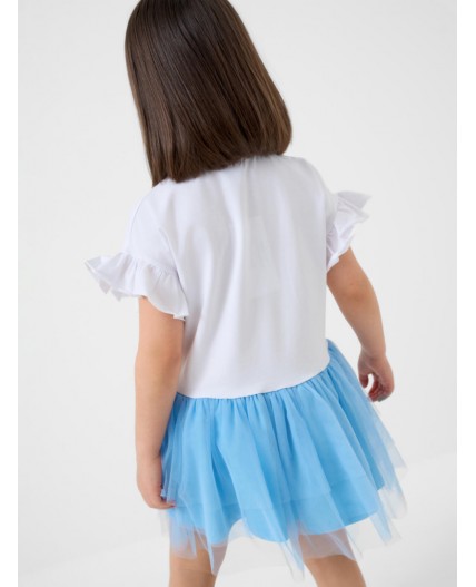 Платье трикотажное для девочек white, light blue