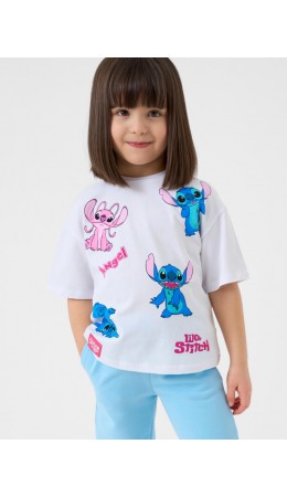 Фуфайка трикотажная для девочек (футболка) white