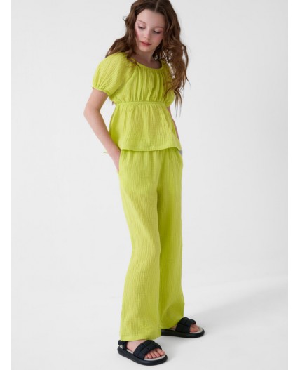 Комплект текстильный для девочек: блузка, брюки light green