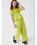 Комплект текстильный для девочек: блузка, брюки light green