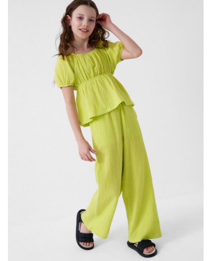 Комплект текстильный для девочек: блузка, брюки light green