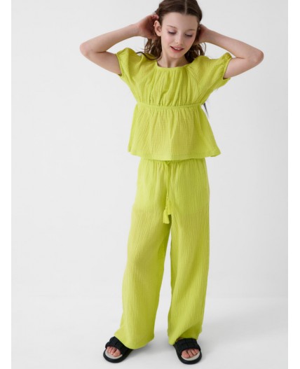 Комплект текстильный для девочек: блузка, брюки light green