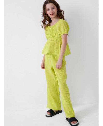 Комплект текстильный для девочек: блузка, брюки light green