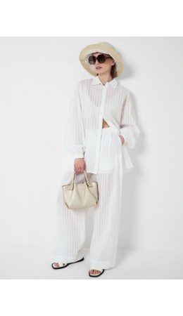 Комплект текстильный для женщин: брюки, рубашка белый