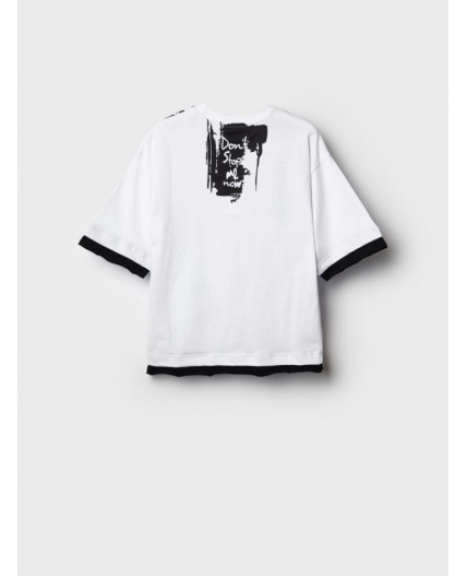 Фуфайка трикотажная для мальчиков (футболка) white, black