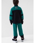 Комплект трикотажный для мальчиков: толстовка, брюки black, dark green
