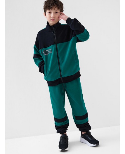 Комплект трикотажный для мальчиков: толстовка, брюки black, dark green