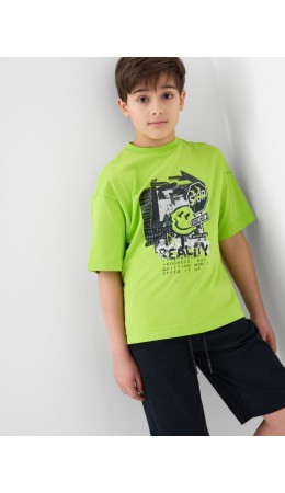 Комплект трикотажный для мальчиков: фуфайка (футболка), шорты black, light green