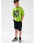 Комплект трикотажный для мальчиков: фуфайка (футболка), шорты black, light green