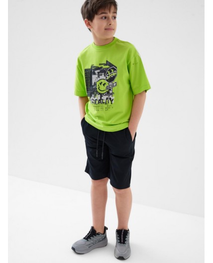 Комплект трикотажный для мальчиков: фуфайка (футболка), шорты black, light green
