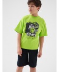 Комплект трикотажный для мальчиков: фуфайка (футболка), шорты black, light green