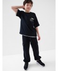 Фуфайка трикотажная для мальчиков (футболка) black, white