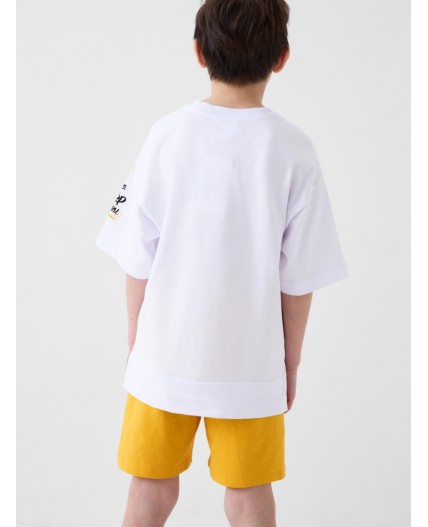 Комплект трикотажный для мальчиков: фуфайка (футболка), шорты white, orange